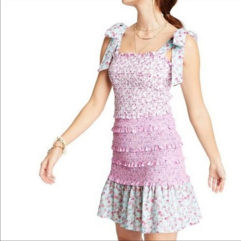 LoveShackFancy For Target Adeline Mixed Floral Print Smocked Ruffle Mini Dress